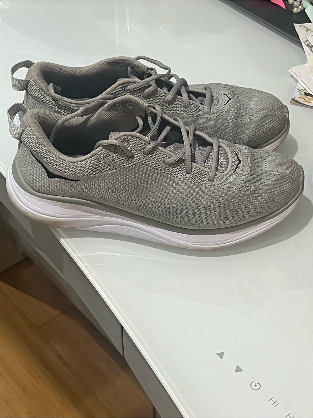 Hoka One One Women's Light Gray Athletic Running Shoes - Picture 2 of 5